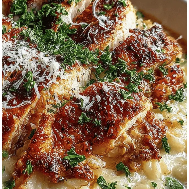 Garlic Chicken & Pea Risotto