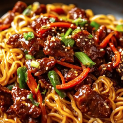 Sticky Beef Udon Noodles