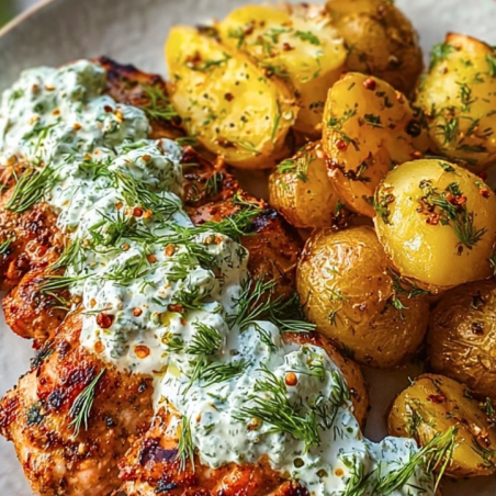 Feta Cream Chicken & Garlic Butter Baby Potatoes