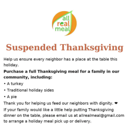 Suspended Thanksgiving Meal (Serves 4)